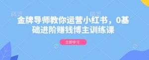 金牌导师教你运营小红书，0基础进阶赚钱博主训练课-就爱副业网