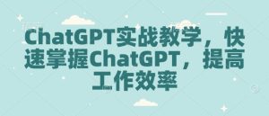 ChatGPT实战教学，快速掌握ChatGPT，提高工作效率-就爱副业网