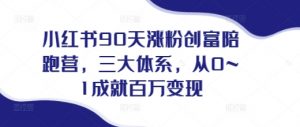 小红书90天涨粉创富陪跑营，​三大体系，从0~1成就百万变现，做小红书的最后一站-就爱副业网