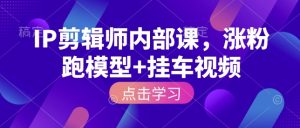 IP剪辑师内部课，涨粉跑模型+挂车视频-就爱副业网
