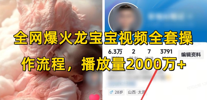 久爱副业网,网赚项目,网赚论坛博客网分享全网爆火龙宝宝视频全套操作流程，播放量2000万+