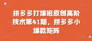 拼多多打爆班原创高阶技术第41期，拼多多小爆款矩阵-就爱副业网