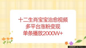 （13837期）十二生肖宝宝治愈视频，多平台涨粉变现，单条播放2000W+-就爱副业网