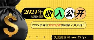 （13864期）2024年知识付费收入大公开！2024年我在知识付费领域賺了多少钱？-就爱副业网