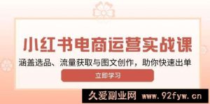 （13962期）小红书变现运营实战课，涵盖选品、流量获取与图文创作，助你快速出单-就爱副业网