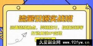 流量引爆实战班，涵盖情绪触点，剪辑技巧，投放逻辑等，打造女性IP变现-就爱副业网
