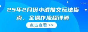 25年2月份小说推文玩法指南，全操作流程详解-就爱副业网