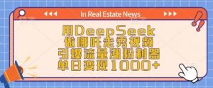 用DeepSeek做哪吒走秀视频，引爆流量涨粉利器，单日变现1k-就爱副业网