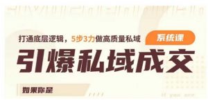 引爆私域成交力系统课，打通底层逻辑，5步3力做高质量私域-就爱副业网