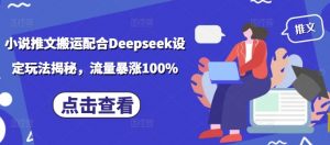 小说推文搬运配合Deepseek设定玩法揭秘，流量暴涨100%-就爱副业网