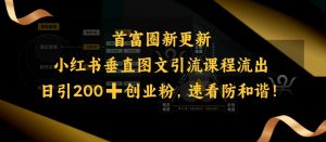 小红书垂直图文引流课程流出，日引200+创业粉，速看防和谐-就爱副业网
