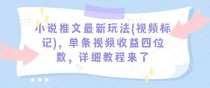 小说推文最新玩法(视频标记)，单条视频收益四位数，详细教程来了-就爱副业网
