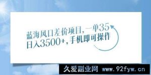 （14059期）蓝海风口差价项目，一单35，日入3500+，手机即可操作-就爱副业网