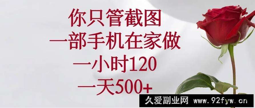 图片[1]-（14248期）你只管截图，一部手机在家做，一小时120，一天500+-就爱副业网