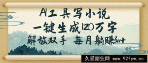 （14256期）AI工具写小说，一键生成120万字，解放双手，每月躺赚3w+-就爱副业网