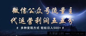 公众号流量主代运营  多种变现方式 轻松日入500+-就爱副业网
