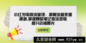 小红书电商流量课：揭秘流量来源渠道,掌握爆款笔记推流逻辑,提升店铺曝光-就爱副业网