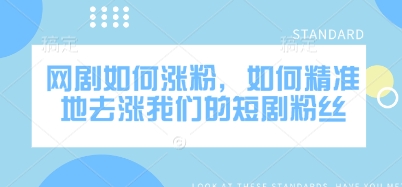 久爱副业网,网赚项目,网赚论坛博客网分享网剧如何涨粉，如何精准地去涨我们的短剧粉丝