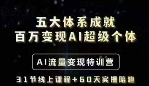 五大体系成就百万变现AI超级个体- AI流量变现特训营，一步一步教你一个人怎么年入百W-就爱副业网