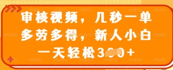 久爱副业网,网赚项目,网赚论坛博客网分享审核视频，几秒一单，多劳多得，新人小白一天轻松3张【揭秘】