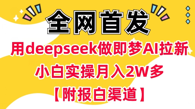 久爱副业网,网赚项目,网赚论坛博客网分享用deepseek做即梦Ai拉新 小白实操月入过W+【附报白渠道】