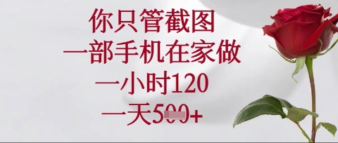 久爱副业网,网赚项目,网赚论坛博客网分享你只管截图，一部手机在家操作，一小时120.一天5张【揭秘】