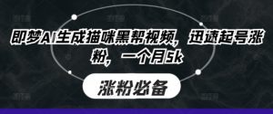 即梦AI生成猫咪黑帮视频，迅速起号涨粉，一个月5k-就爱副业网