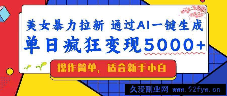 图片[1]-（14347期）美女暴力拉新，通过AI一键生成，单日疯狂变现5000+，纯小白一学就会！-就爱副业网