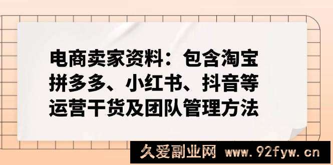 图片[1]-（14354期）电商卖家资料：包含淘宝、拼多多、小红书、抖音等运营干货及团队管理方法-就爱副业网