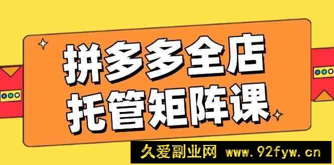 图片[1]-拼多多全店托管矩阵课，盈利动销玩法，高效计划设置，提升店铺效益-就爱副业网