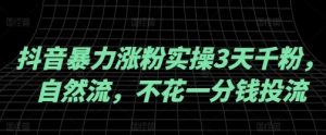 抖音暴力涨粉实操3天千粉 自然流 不花一分钱投流 实操经验分享-就爱副业网