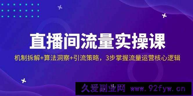 图片[1]-（14122期）直播间流量实操课：机制拆解+算法洞察+引流策略，3步掌握流量运营核心逻辑-就爱副业网