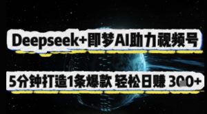 Deepseek+即梦AI助力视频号，5 分钟打造 1 条爆款，轻松日入3张+-就爱副业网