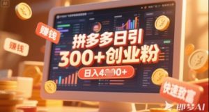 拼多多创业引流项目，每天吸引200+付费创业粉，实现日入多张+稳定收益-就爱副业网