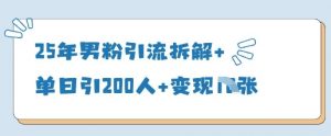 25年男粉引流拆解+单日引200人+变现多张-就爱副业网