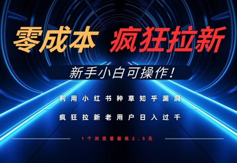 久爱副业网,网赚项目,网赚论坛博客网分享利用小红书种草知乎漏洞，零成本疯狂拉新日入数张，新手小白可操作