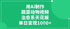用Ai制作蔬菜动物视频，治愈系天花板，单日变现1k-就爱副业网