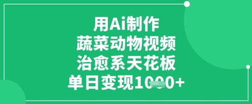久爱副业网,网赚项目,网赚论坛博客网分享用Ai制作蔬菜动物视频，治愈系天花板，单日变现1k