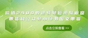 价值2980的视频号短视频橱窗带货和公众号小绿书图文带货-就爱副业网