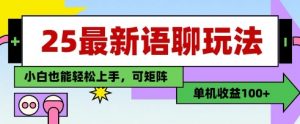 25年最新语聊玩法，纯手工，单机收益100+，小白也能轻松上手，可矩阵操作-就爱副业网