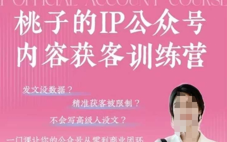 久爱副业网,网赚项目,网赚论坛博客网分享桃子IP公众号内容获客训练营(第3期)，一门让你公众号从0到商业闭环的课程