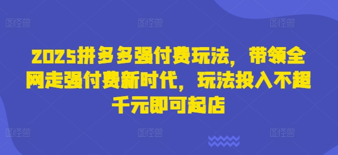久爱副业网,网赚项目,网赚论坛博客网分享2025拼多多强付费玩法，带领全网走强付费新时代，玩法投入不超千元即可起店