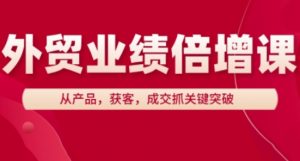外贸业绩倍增课，从产品，获客，成交抓关键突破-就爱副业网
