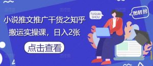 小说推文推广干货之知乎搬运实操课，日入2张-就爱副业网