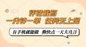 评论截图，0.5元一单，一分钟一单，有手机就能做，任务无上限，勤快点一天几张【揭秘】-就爱副业网