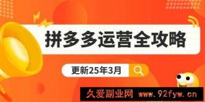 （14184期）拼多多运营全攻略：从0到日销千单,爆款内功+付费推广+黑科技(更新25年3月)-就爱副业网
