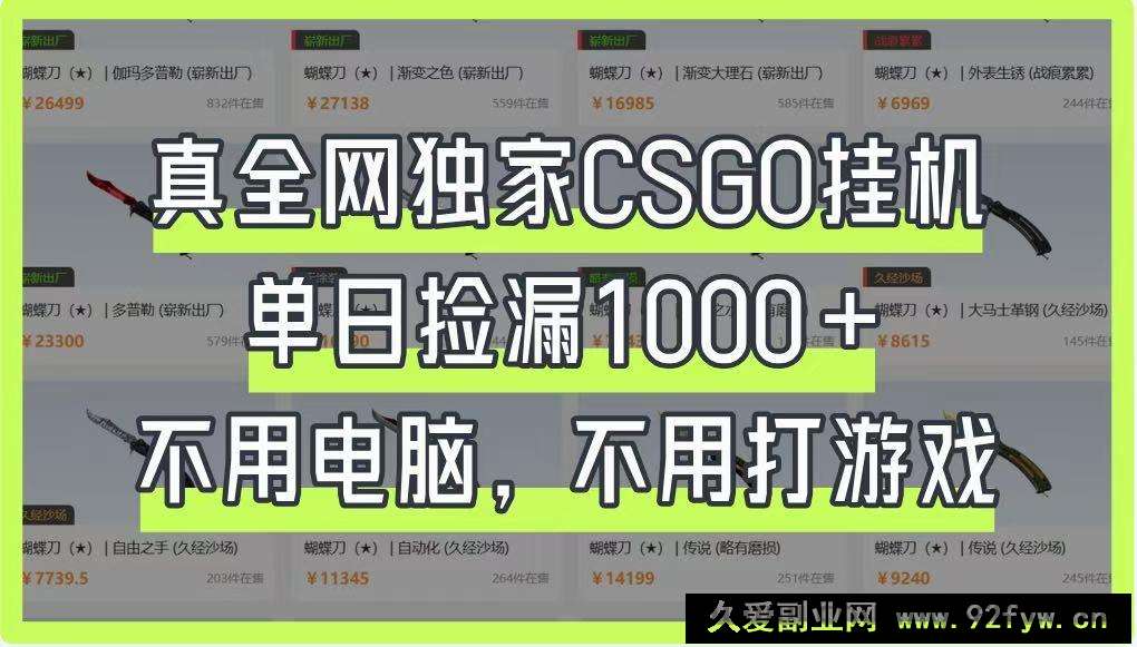 图片[1]-真全网独家CSGO挂机，单日捡漏1000+，不用电脑，不用养号-就爱副业网