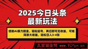 （14306期）2025今日头条最新玩法，借助AI暴力掘金，轻松起号，两日即可见收益，可…-就爱副业网