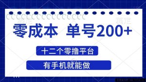 （14322期）2025年零成本单号200+，十二个零撸平台撸收益，有手机就能做-就爱副业网