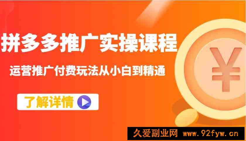 图片[1]-拼多多推广实操课程：运营推广付费玩法从小白到精通-就爱副业网